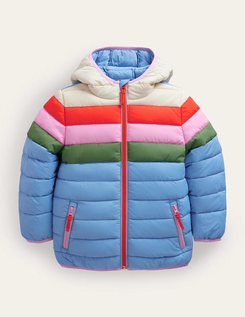 Cosy Pack-away Padded Jacket - Provence Blue Stripe | Boden US