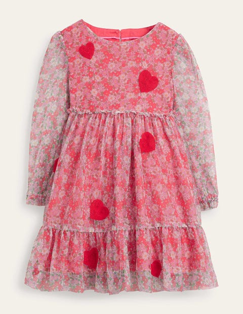 Tulle Dress - Jam Red Flowerbed Hearts | Boden US