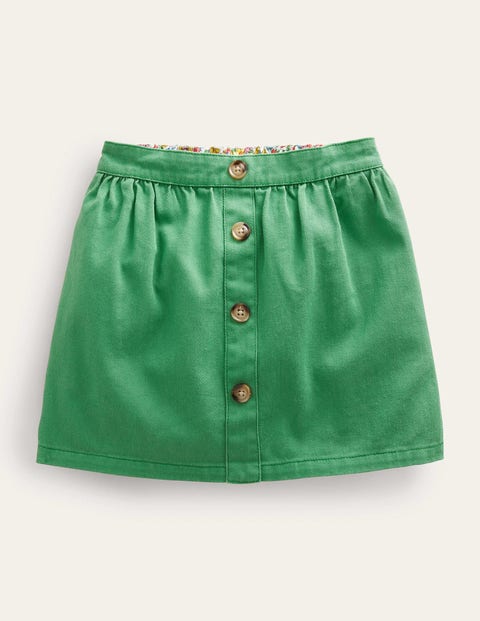 Denim Button Through Skirt Green Girls Boden