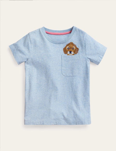 Animal Logo T-shirt Blue Girls Boden