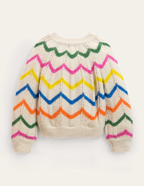Fun Sweater - Ecru Marl Scallop Stripe | Boden US