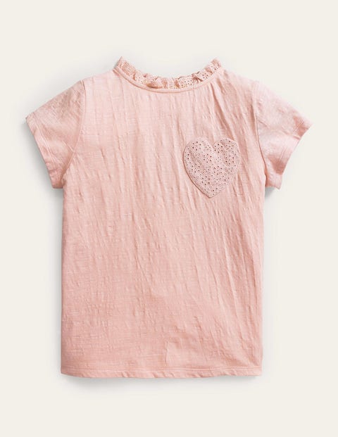 Broderie Pocket T-shirt Pink Girls Boden