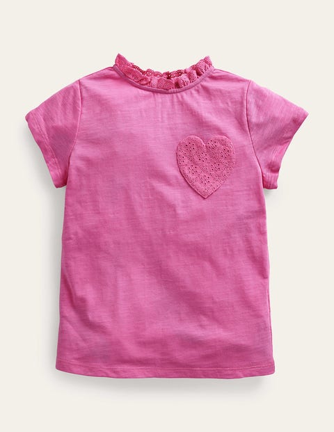 Broderie Pocket T-shirt Pink Girls Boden