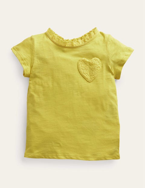 Broderie Pocket T-shirt Yellow Girls Boden