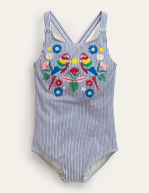 Embroidered Swimsuit Ivory Girls Boden