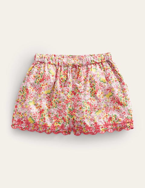 Embroidered Hem Shorts - Peach Punch Floral | Boden US