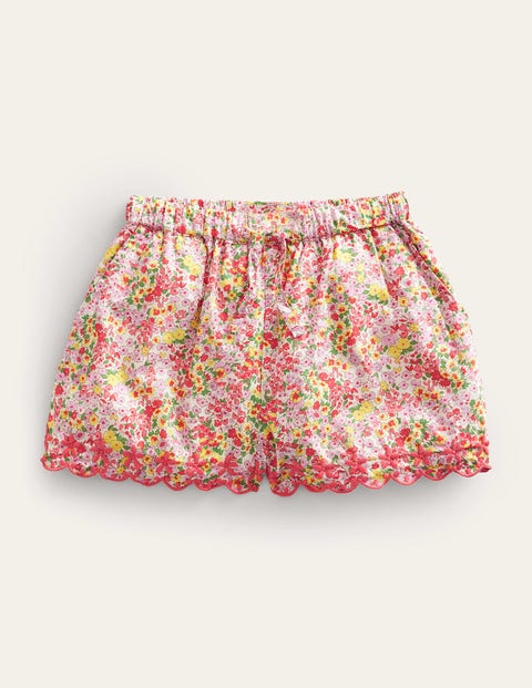 Embroidered Hem Shorts Pink Girls Boden