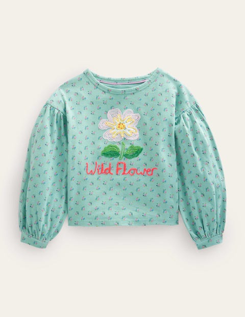 Embroidered Top Blue Girls Boden