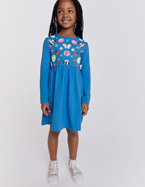 Flutter Jersey Dress - Penzance Blue Floral | Boden US