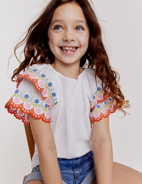 Broderie Mix T-shirt - White | Boden UK