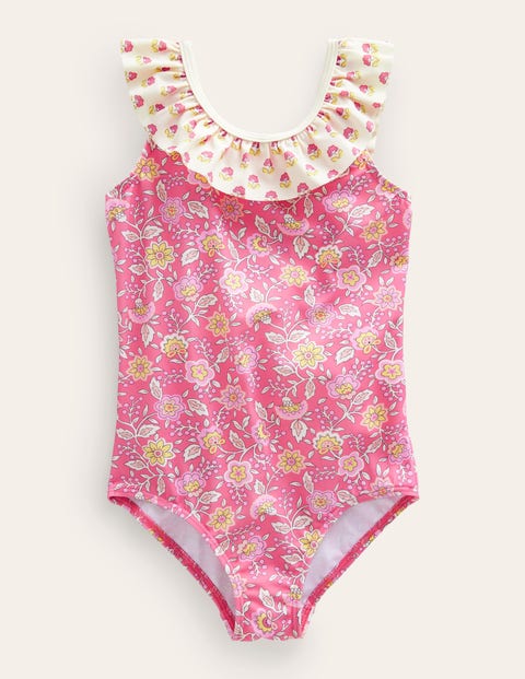Frilly Swimsuit Pink Girls Boden
