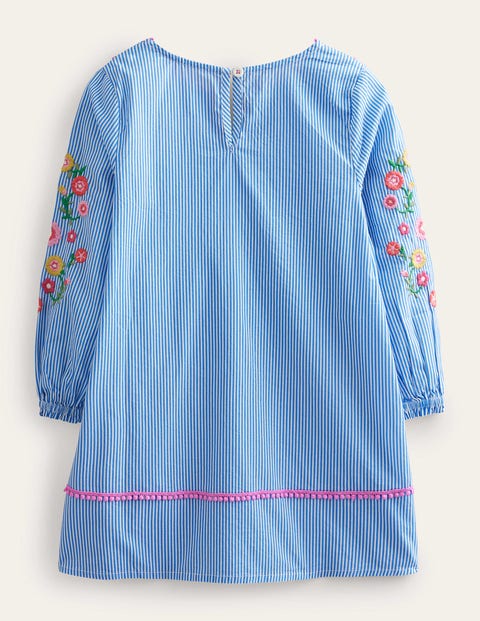 Long-sleeve Embroidered Kaftan - Ivory and Blue Stripe | Boden US