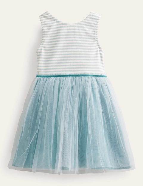 MINI BODEN JERSEY TULLE MIX DRESS TROPICAL RAIN GREEN GIRLS BODEN