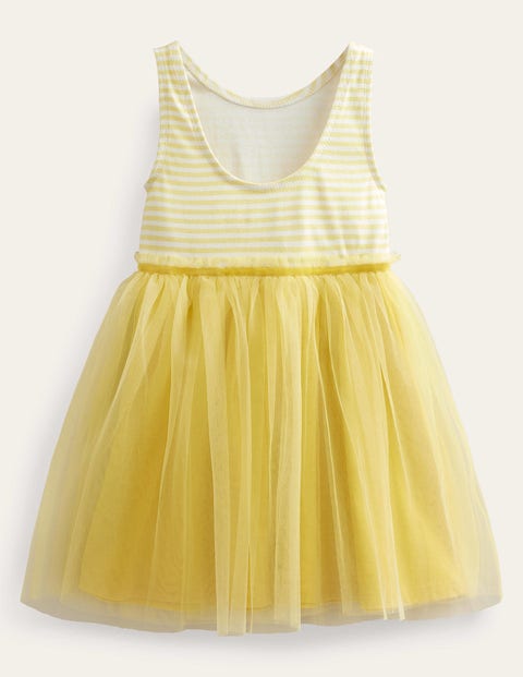 Jersey Tulle Mix Dress - Lemon Yellow | Boden UK
