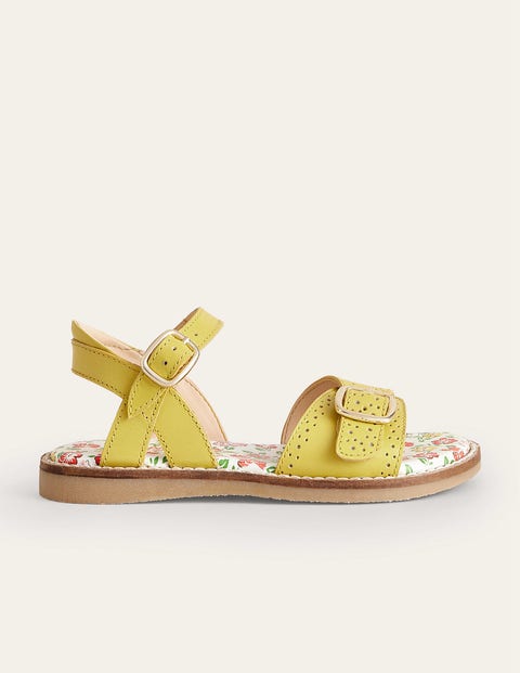 Leather Buckle Sandals Yellow Girls Boden, Yellow