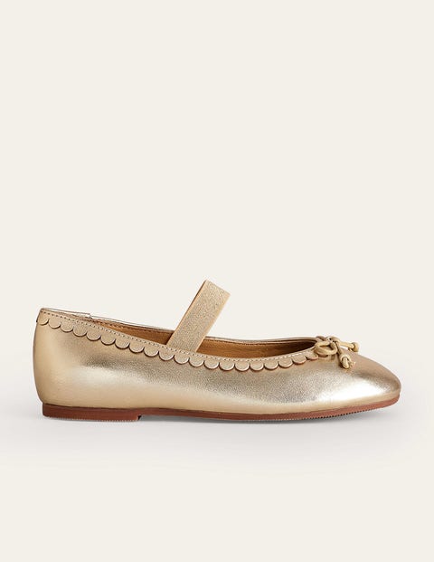 Boden Kids' Leather Ballet Flat Gold Metallic Girls