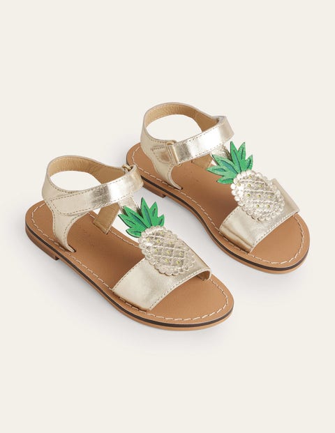 Novelty Sandals Multi Girls Boden, Gold Metallic Pineapple