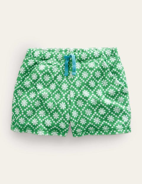 Printed Towelling Shorts Green Girls Boden