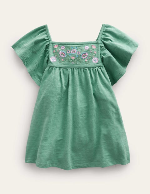 Embroidered Jersey Top Green Girls Boden