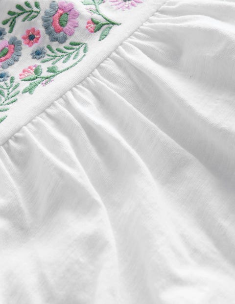 Embroidered Jersey Top - White | Boden US