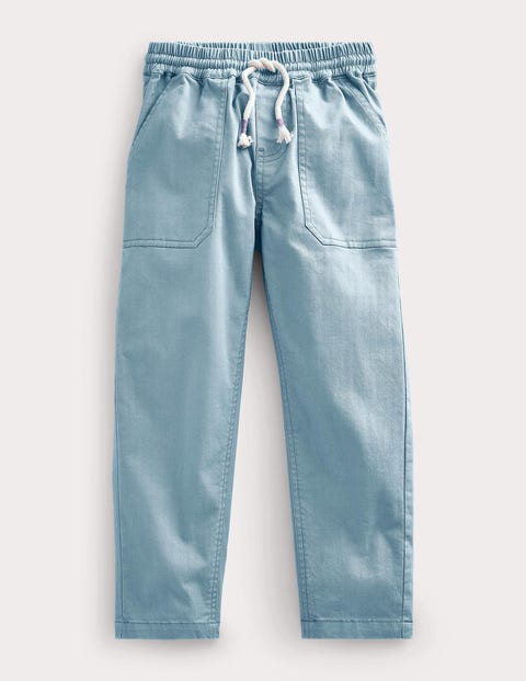 Pull-On Twill Trousers Blue Girls Boden