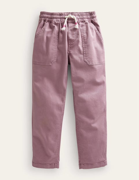 Pull-On Twill Trousers Pink Girls Boden