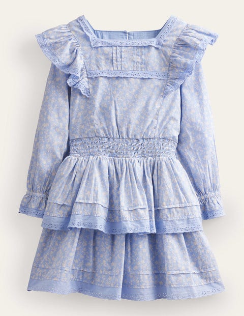 Woven Lace Dress Blue Girls Boden