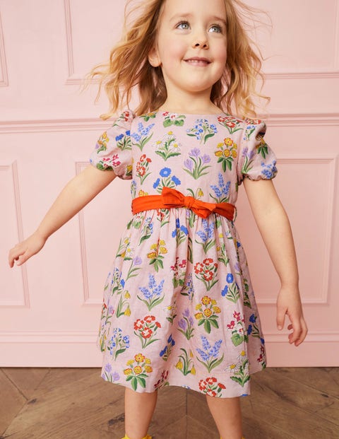 Cotton Linen Vintage Dress - Dusty Pink Flowers | Boden UK
