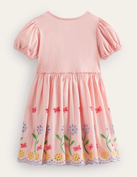 Broderie Twirly Dress - Pale Pink | Boden US