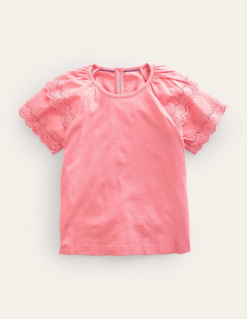 Broderie Mix T-shirt Pink Girls Boden