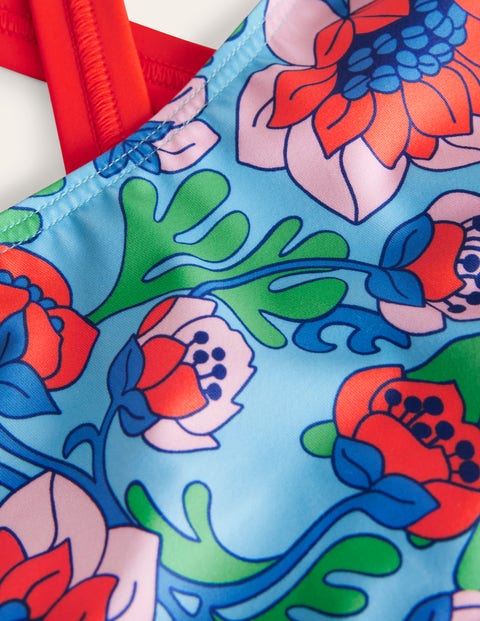 Cross Back Bikini top - Red Poppy Spring Time Floral | Boden US