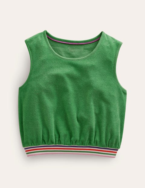 Towelling Vest Green Girls Boden