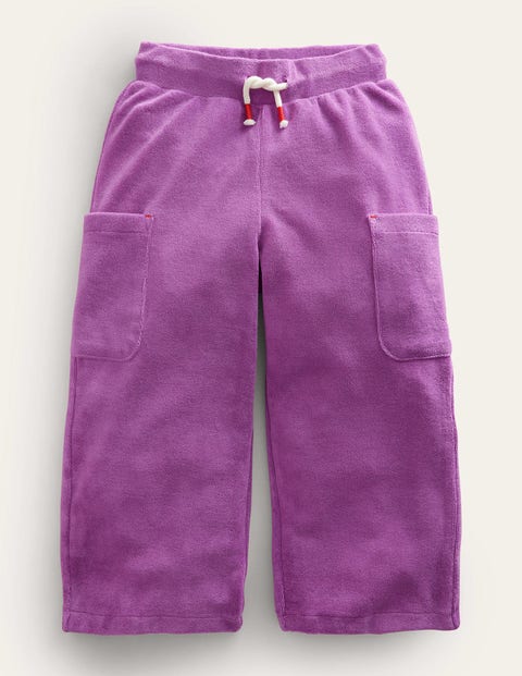 Mini Boden Kids' Towelling Cargo Pants Radiant Orchid Purple Girls Boden