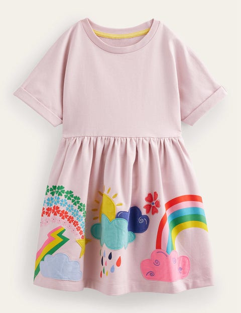 Applique Jersey Sweat Dress Pink Girls Boden