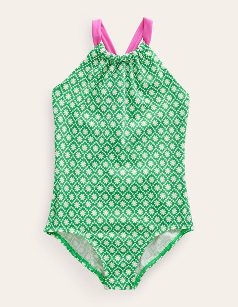 Loop Back Swimsuit Green Girls Boden