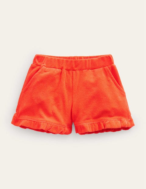 Frill Hem Towelling Shorts Orange Girls Boden