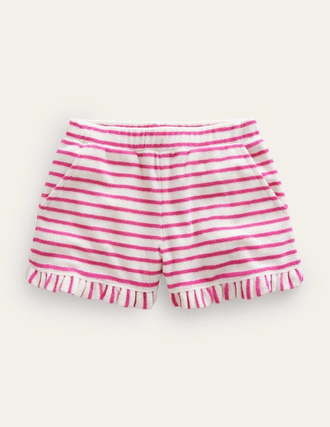 Frill Hem Towelling Shorts Pink Girls Boden