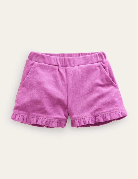 Frill Hem Towelling Shorts Purple Girls Boden