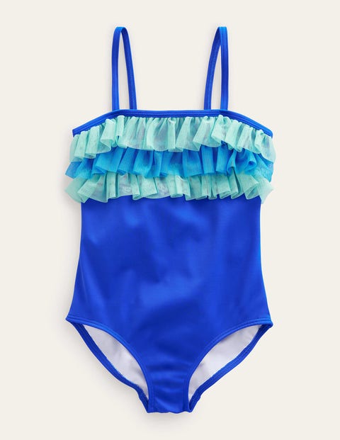 Tulle Frill Swimsuit Blue Girls Boden