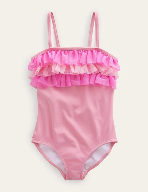 Tulle Frill Swimsuit Pink Girls Boden