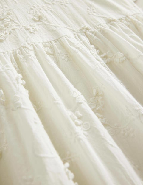 Dip Hem Broderie Dress - Ivory | Boden US