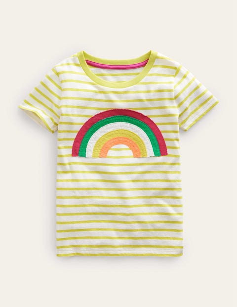 Applique Rainbow T-shirt Ivory Girls Boden