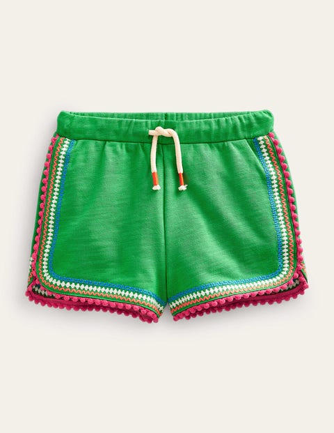 Pom Trim Jersey Shorts - Bright Green | Boden EU