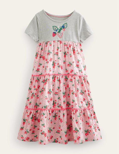 MINI BODEN MAXI LOGO DRESS FRENCH PINK STRAWBERRY GIRLS BODEN