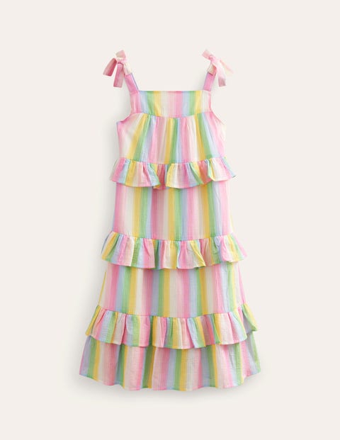 Tiered Ruffle Maxi Dress Pink Girls Boden