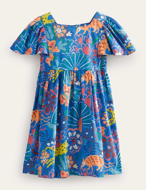 Flutter-Sleeve Printed Dress Multicouloured Girls Boden