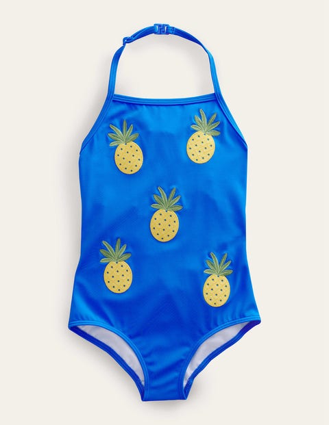 Applique Fruit Swimsuit Blue Girls Boden