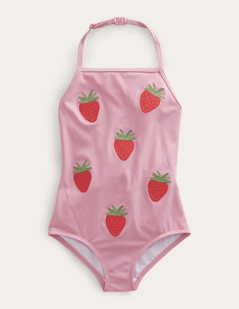 Applique Fruit Swimsuit Pink Girls Boden