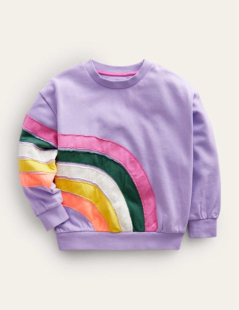 Rainbow Applique Sweatshirt Purple Girls Boden