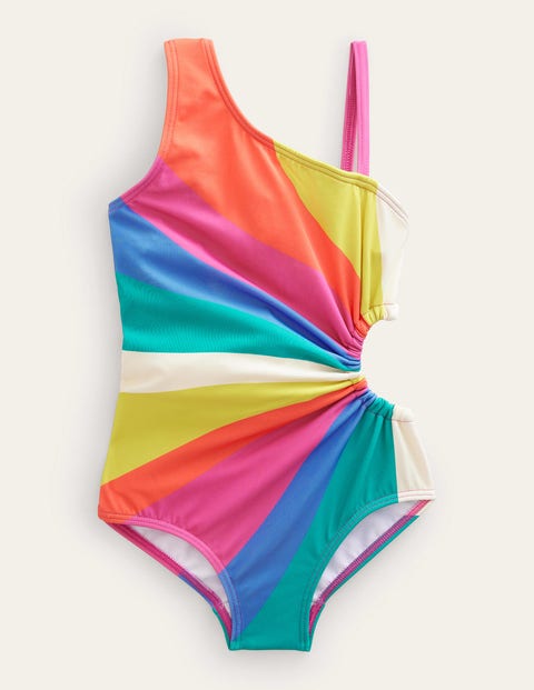 MINI BODEN RUCHED CUT OUT SWIMSUIT MULTI WAVE GIRLS BODEN